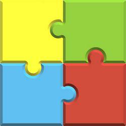 Four coloured blocks of jigsaw
